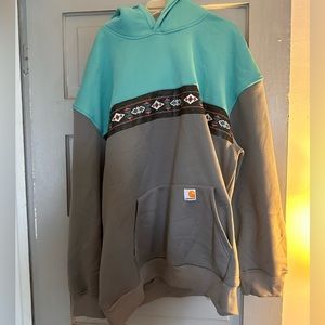 Teal blue and gray Carhartt XL hoodie